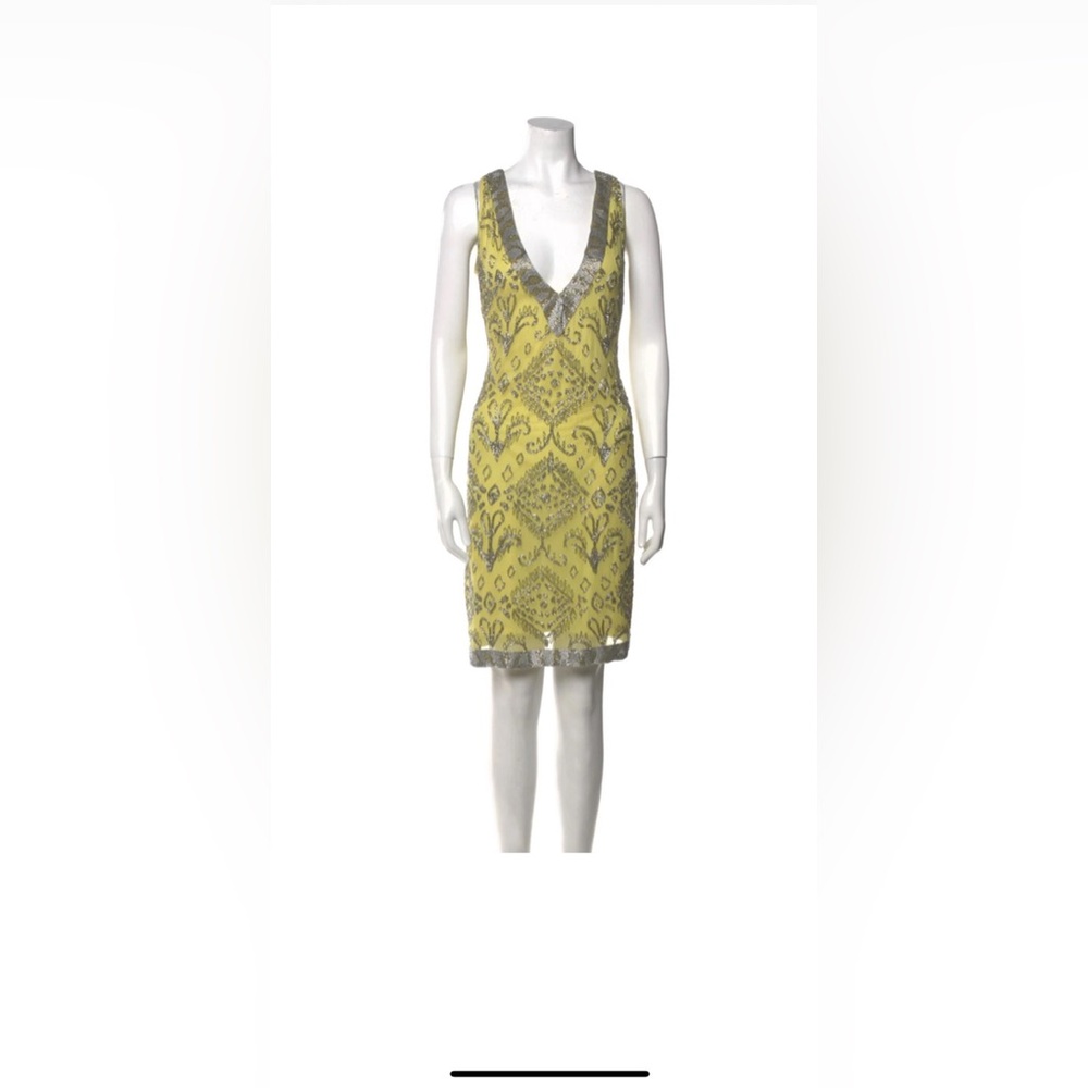 Elegant Yellow and Silver Embellished Dress